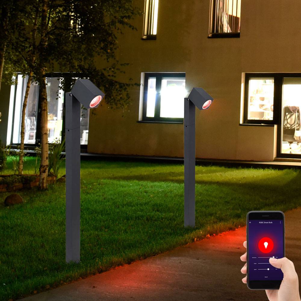 Wegeleuchten Außen anthrazit Garten Stehlampe dimmbar Aussen Smart Home RGB LED Außenleuchte Terrasse stehend, Farbwechsel Spot schwenkbar, 1x 4,5W