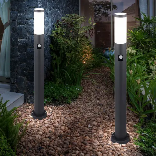 Gartenstehlampe Gartenlampe mit Bewegungsmelder anthrazit Edelstahl E27 Wegeleuchte Garten, 3 Sensoreinstellungen, 1x E27, H 80 cm, 2er Set Gartenstehlampe Gartenlampe mit Bewegungsmelder anthrazit Edelstahl E27 Wegeleuchte Garten, 3 Sensoreinstellungen, 1x E27, H 80 cm, 2er Set