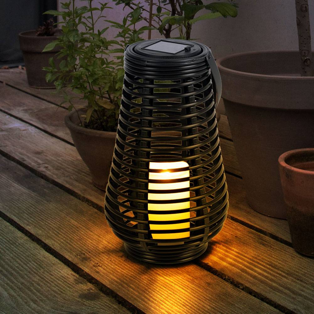 Solarleuchten für Außen zum stellen LED Solar Tischleuchte Hängelampe Garten LED Laterne Flammeneffekt, mit tanzendem Lichteffekt, 1x LED Akku, DxH