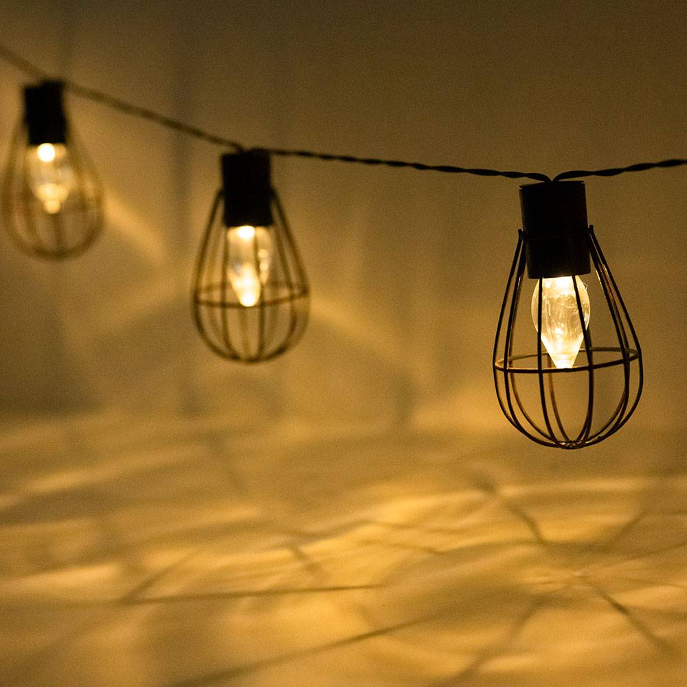 LED Solar Lichterkette Aussen Solarlampe Garten Dekoration Retro Stil, Metall rost, LED warmweiß, L 200 cm