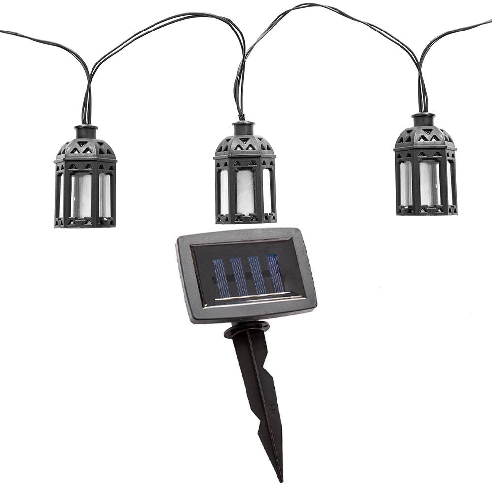 Lichterkette LED Solar Aussen Solarlampe Balkon Dekoration in Laternenform, Kunststoff schwarz, LED warmweiß, L 200 cm, Terrasse