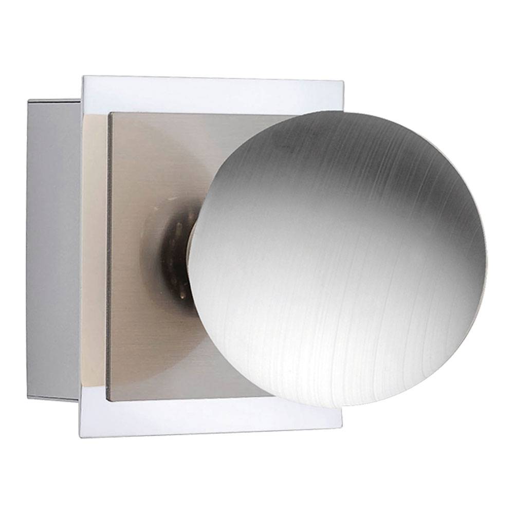 Wandleuchte Kugel Wandlampe Glaskugel Kugelleuchte Wand innen, Metall Glaskugel weiß opal gewischt, 1x LED 3,8 Watt 340 Lumen warmweiß, HxLxB 12x10x