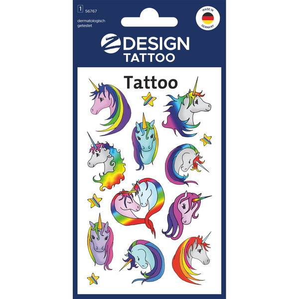 Tattoos 76x120mm bunt 1 Bogen Motiv Einhorn