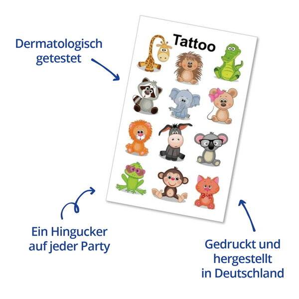 Tattoos 76x120mm bunt 1 Bogen Motiv Xmas Tiere