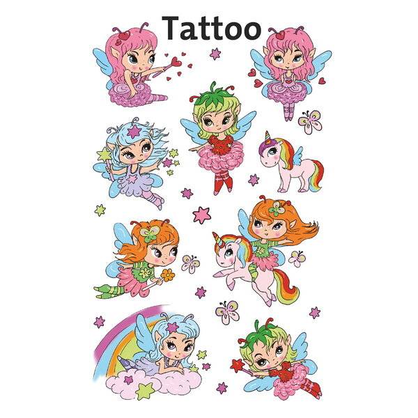 Tattoos 76x120mm bunt 1 Bogen Motiv Feen