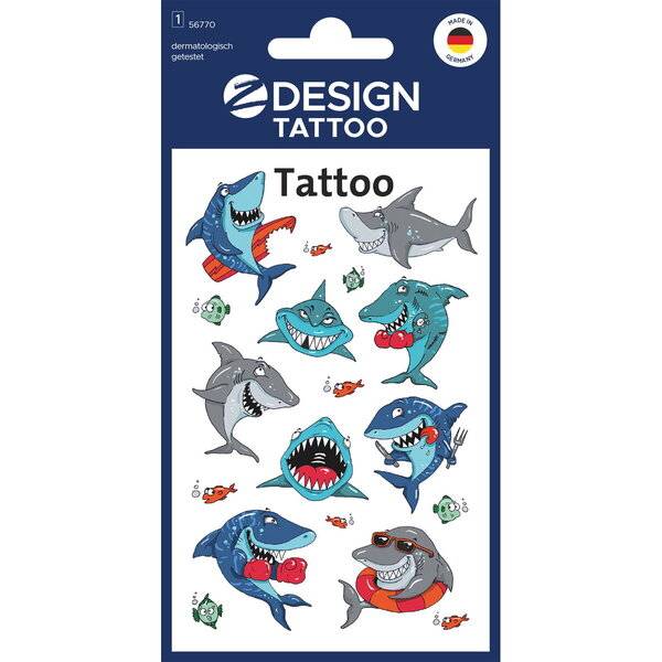 Tattoos 76x120mm bunt 1 Bogen Motiv Haie