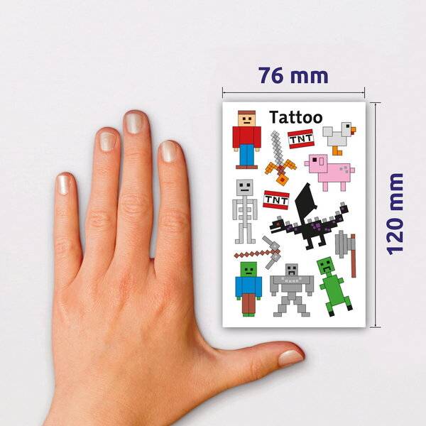 Tattoos 76x120mm bunt 1 Bogen Motiv Pixel