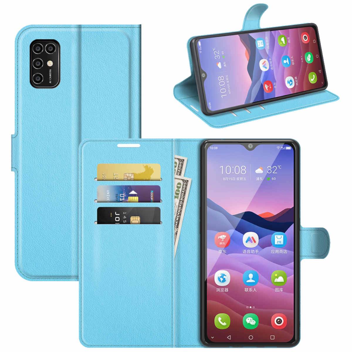 Für ZTE Blade V2020 Smart Handy Tasche Wallet Premium Blau Schutz Hülle Case Cover Etuis Neu Zubehör