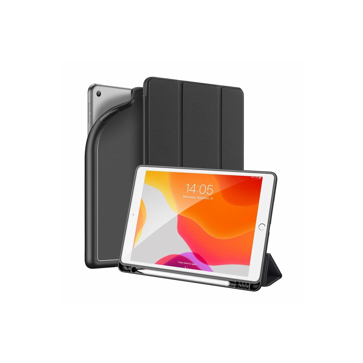 DUX DUCIS Tablet Hülle Hartschale mit Smart Sleep Standfunktion für iPad 10.2" 9.Generation Schutzhülle Schwarz