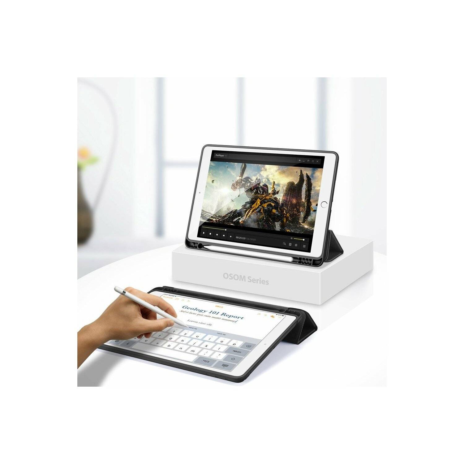 DUX DUCIS Tablet Hülle Hartschale mit Smart Sleep Standfunktion für iPad 10.2" 9.Generation Schutzhülle Schwarz