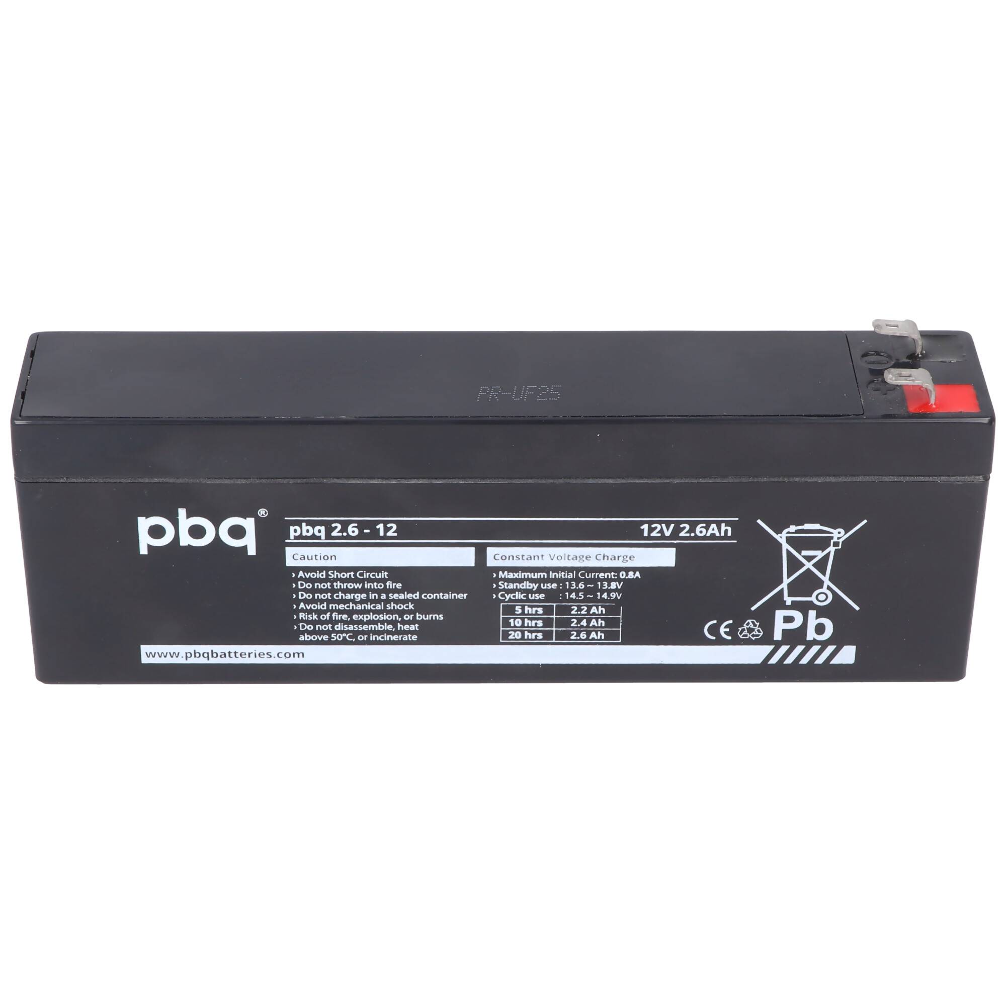 PBQ Bleiakku 2.6-12V, 12 V 2,6Ah, Abmessungen 178x34x61mm, kompatibel zu Alarmguard CJ12-2.6AH
