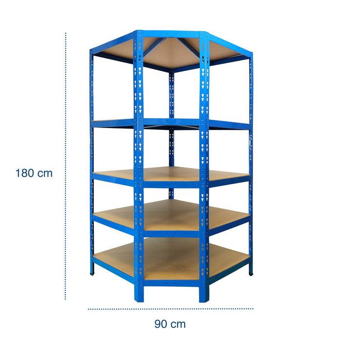 FLOORDIREKT Eckregal - Hohe Traglast & individuell einsetzbar - Blau - 180 x 90 x 42 x 60 cm