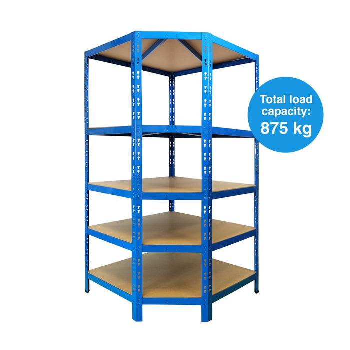 FLOORDIREKT Eckregal - Hohe Traglast & individuell einsetzbar - Blau - 180 x 90 x 42 x 60 cm