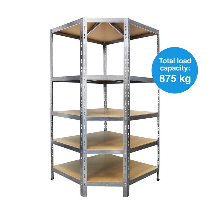 FLOORDIREKT Eckregal - Hohe Traglast & individuell einsetzbar - Verzinkt - 180 x 90 x 42 x 60 cm