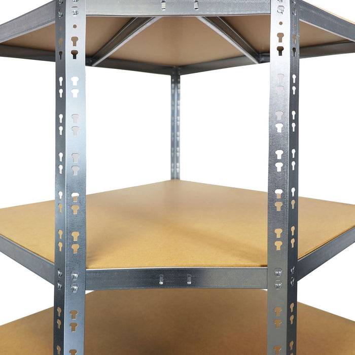 FLOORDIREKT Eckregal - Hohe Traglast & individuell einsetzbar - Verzinkt - 180 x 90 x 42 x 60 cm