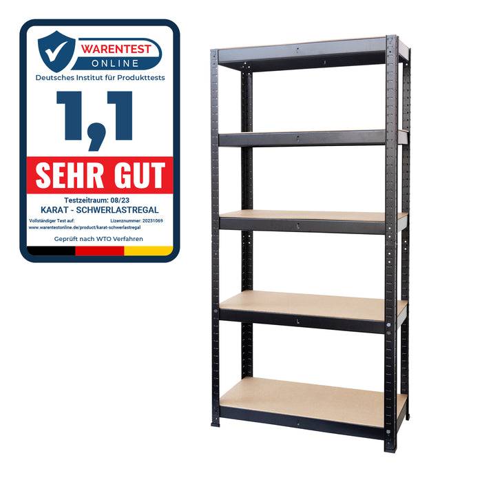 FLOORDIREKT Schwerlastregal - Bis 1325 kg Traglast - Individuell einsetzbar - Schwarz - 180 x 90 x 40 cm