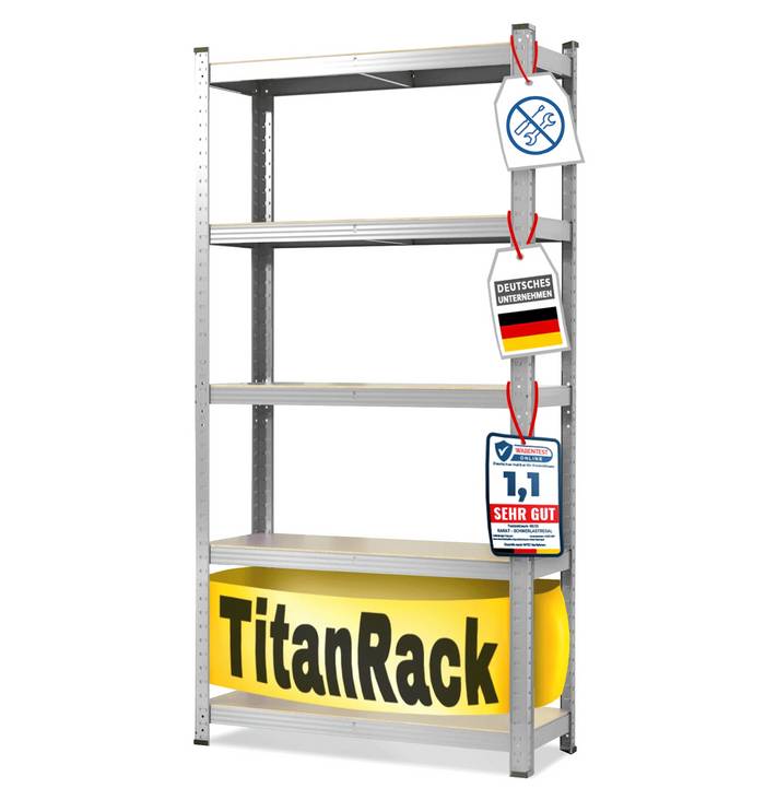 KARAT Schwerlastregal Grizzly - Bis zu 1250 kg Traglast - Schnelle Montage durch Stecksystem - 220 x 90 x 60 cm - Verzinkt
