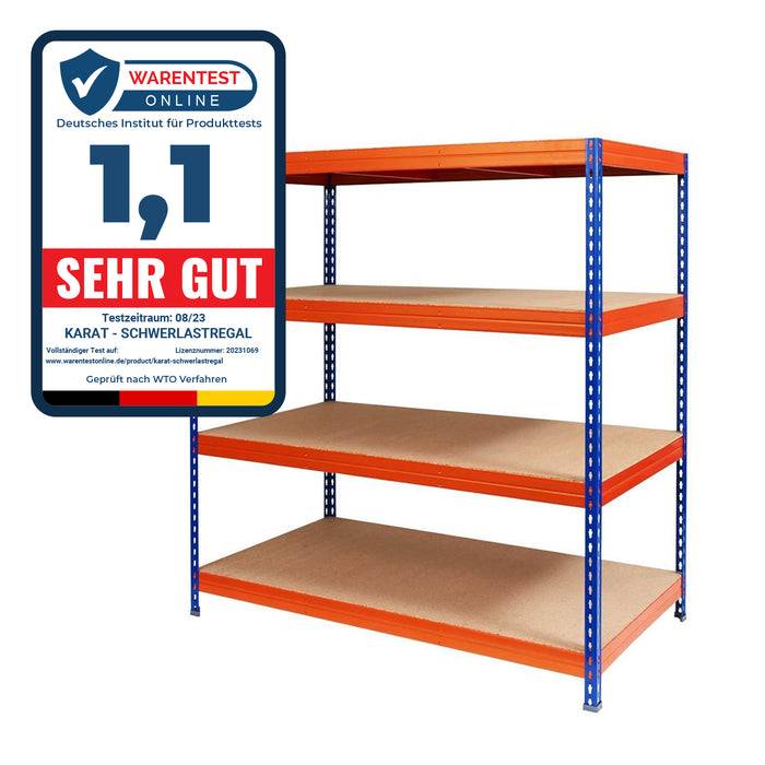 Eine robuste Regalanlage mit vier Regalboden wird von Warentest Online mit „1,1 Sehr Gut