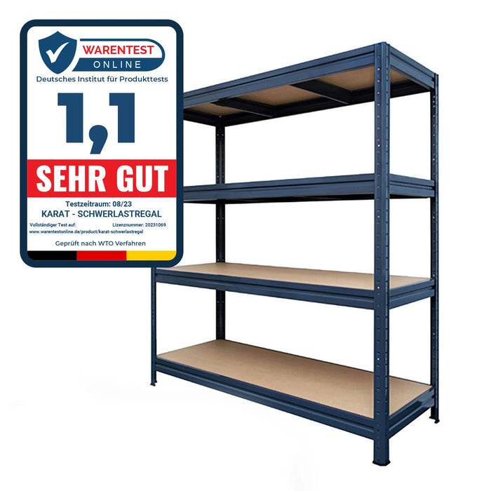 KARAT Weitspannregal - Traglast bis zu 1600 kg - Für Keller & Werkstatt - 177 x 160 x 60 cm - Grau