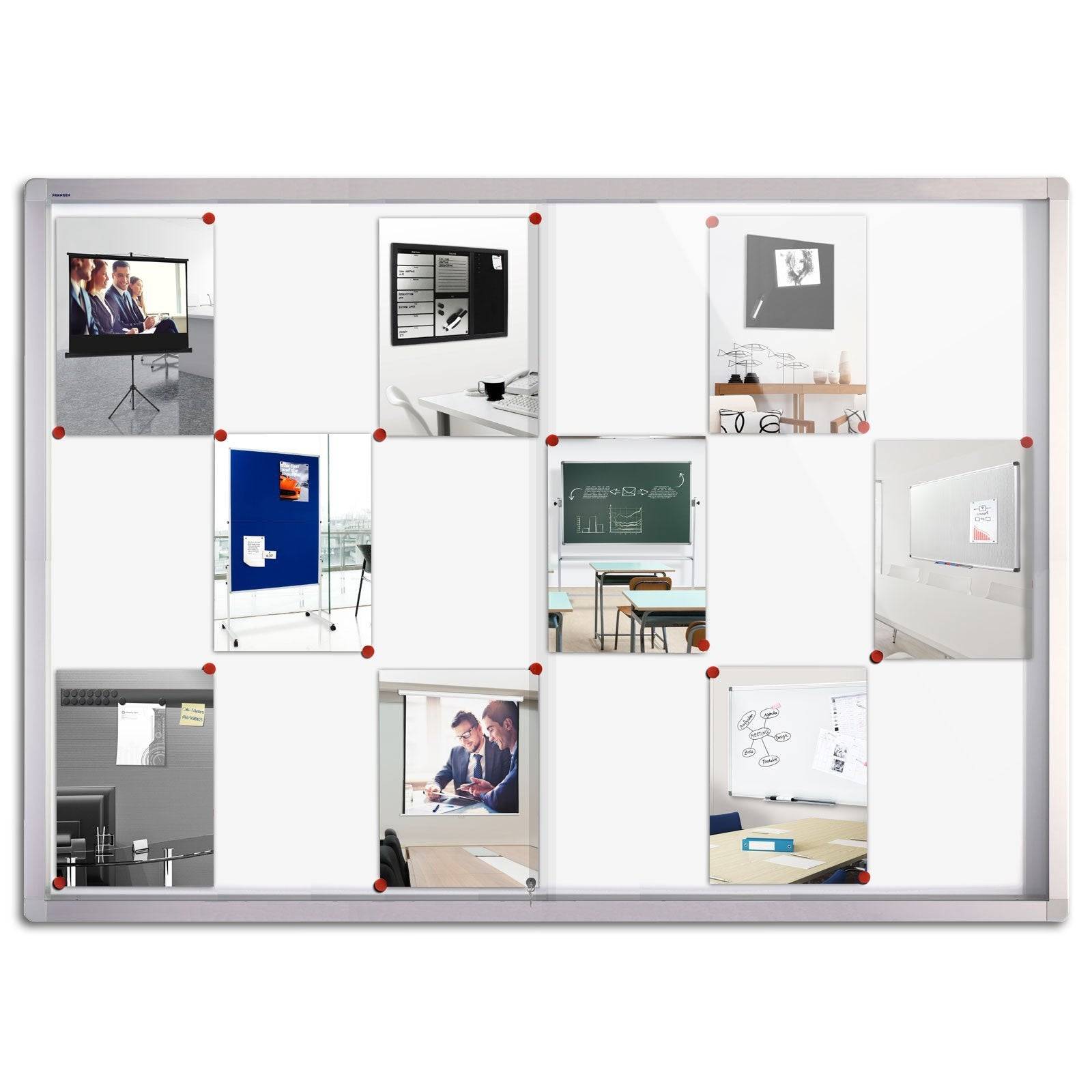 Master of Boards Innen-Schaukasten mit Glas-Schiebetüren | Tiefe: 46 mm | Metallrückwand | 24 x Din A4-Blätter