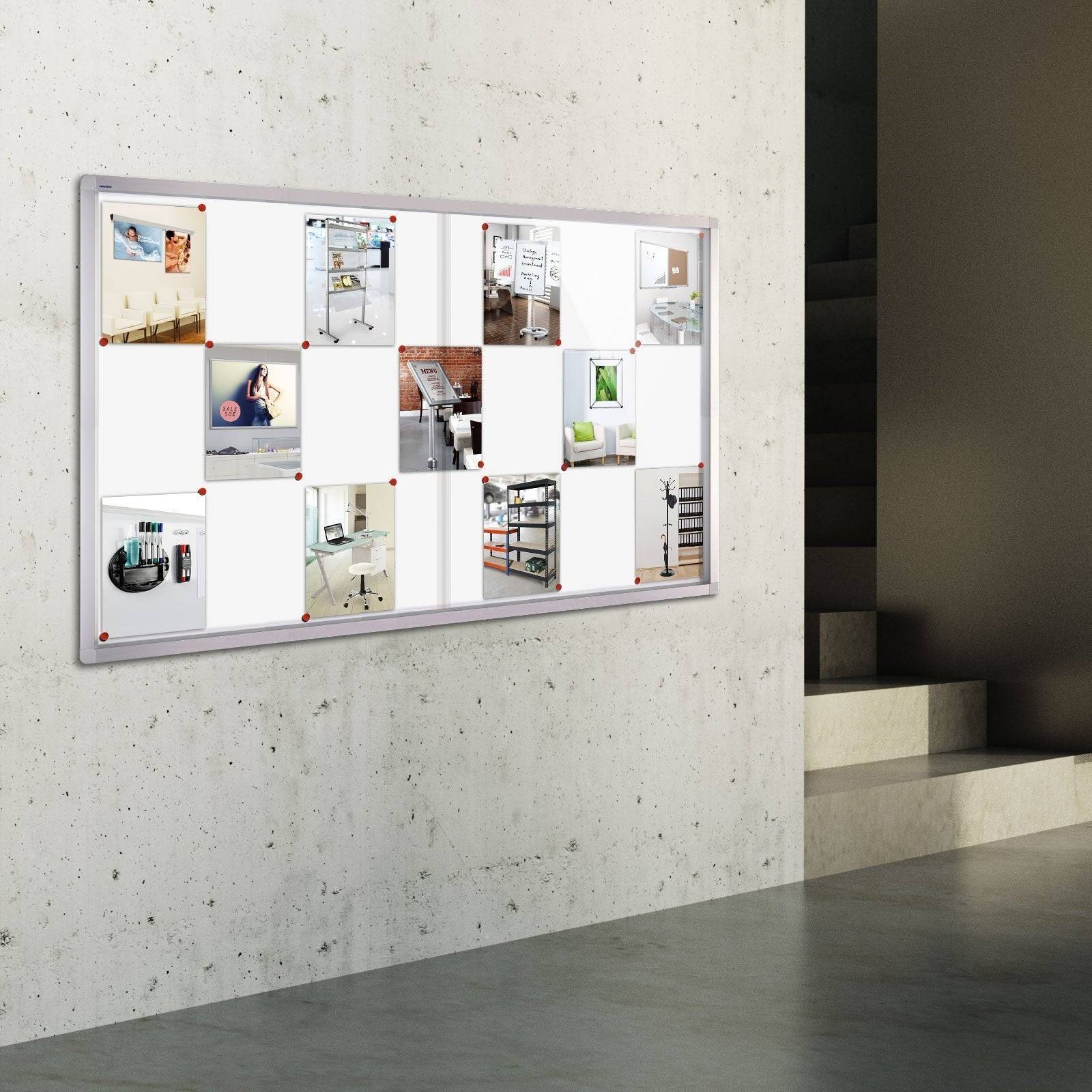 Master of Boards Innen-Schaukasten mit Glas-Schiebetüren | Tiefe: 46 mm | Metallrückwand | 24 x Din A4-Blätter