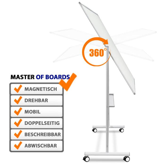 Office Marshal Whiteboard Stanford | lackiert | mobil & drehbar | 100 x 150 cm