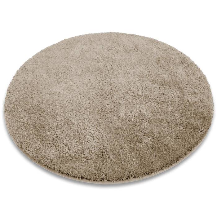 FLOORDIREKT Badematte Sky Soft - Flauschiger Badvorleger mit dichtem Flor - Rund - Ø 95 cm - Beige