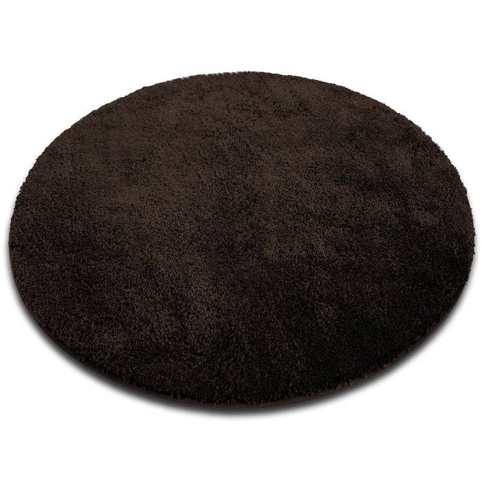 FLOORDIREKT Badematte Sky Soft - Flauschiger Badvorleger mit dichtem Flor - Rund - Ø 95 cm - Braun
