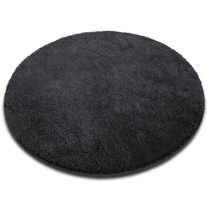 FLOORDIREKT Badematte Sky Soft - Flauschiger Badvorleger mit dichtem Flor - Rund - Ø 95 cm - Dunkelgrau
