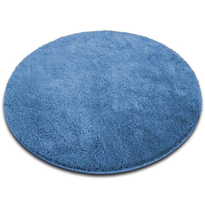 FLOORDIREKT Badematte Sky Soft - Flauschiger Badvorleger mit dichtem Flor - Rund - Ø 95 cm - Hellblau