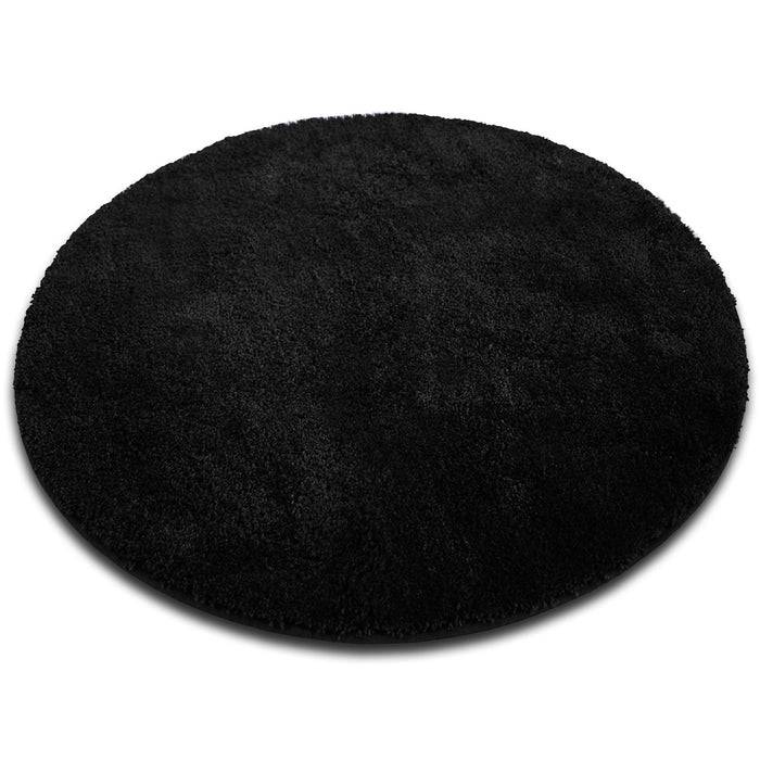 FLOORDIREKT Badematte Sky Soft - Flauschiger Badvorleger mit dichtem Flor - Rund - Ø 95 cm - Schwarz