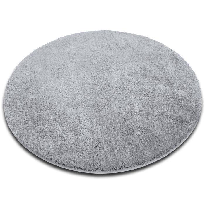 FLOORDIREKT Badematte Sky Soft - Flauschiger Badvorleger mit dichtem Flor - Rund - Ø 95 cm - Silbergrau