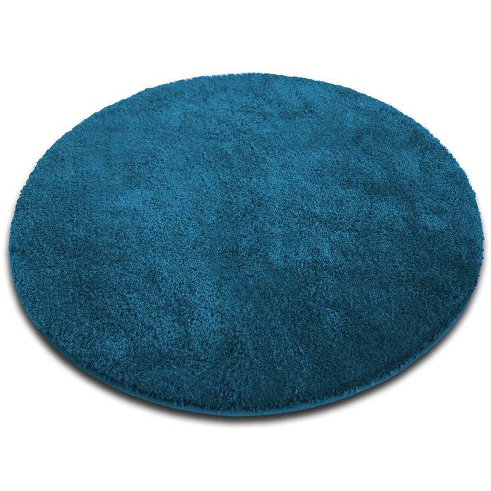FLOORDIREKT Badematte Sky Soft - Flauschiger Badvorleger mit dichtem Flor - Rund - Ø 95 cm - Türkis