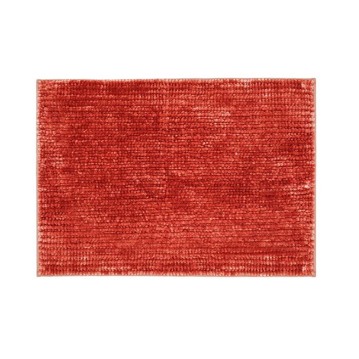 FLOORDIREKT Badematte Coral - Badvorleger mit sanft schimmerndem Chenille-Flor - Besonders Hautfreundlich - 50 x 80 cm - Melone Pink