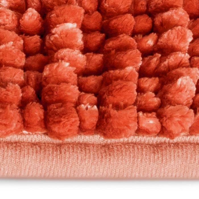 FLOORDIREKT Badematte Coral - Badvorleger mit sanft schimmerndem Chenille-Flor - Besonders Hautfreundlich - 50 x 80 cm - Melone Pink
