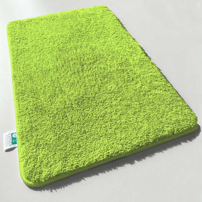 FLOORDIREKT Badematte Sky - Flauschiger Badvorleger mit dichtem Flor - Rund - Ø 120 cm - Apfelgrün