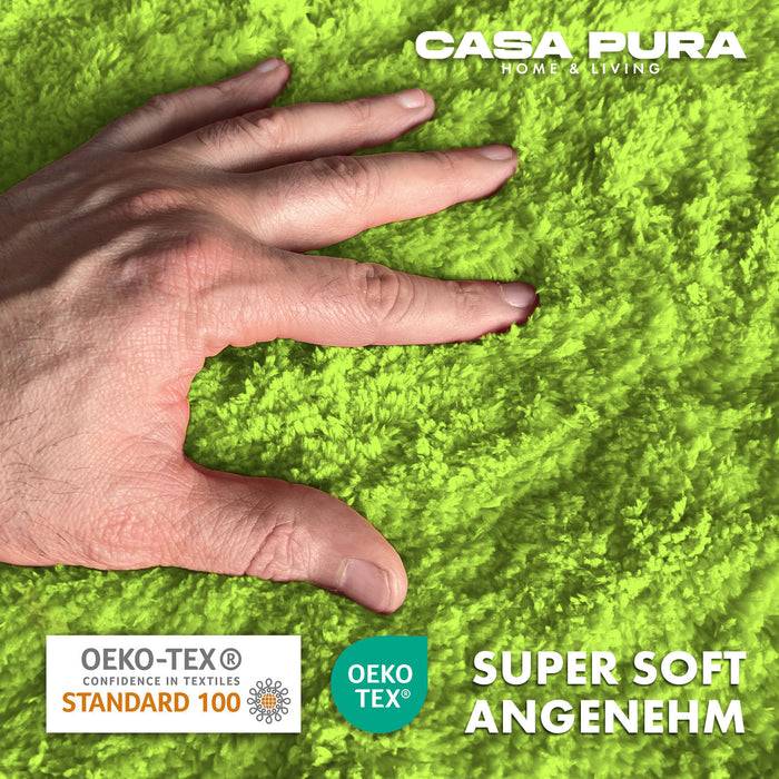 FLOORDIREKT Badematte Sky - Flauschiger Badvorleger mit dichtem Flor - Eckig - Apfelgrün - 50 x 60 cm