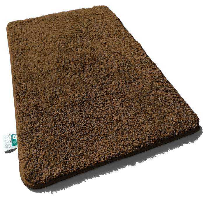 FLOORDIREKT Badematte Sky - Flauschiger Badvorleger mit dichtem Flor - Eckig - Braun - 50 x 80 cm