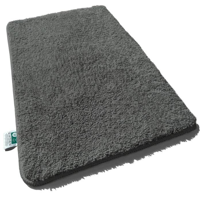 FLOORDIREKT Badematte Sky - Flauschiger Badvorleger mit dichtem Flor - Eckig - Dunkelgrau - 80 x 150 cm