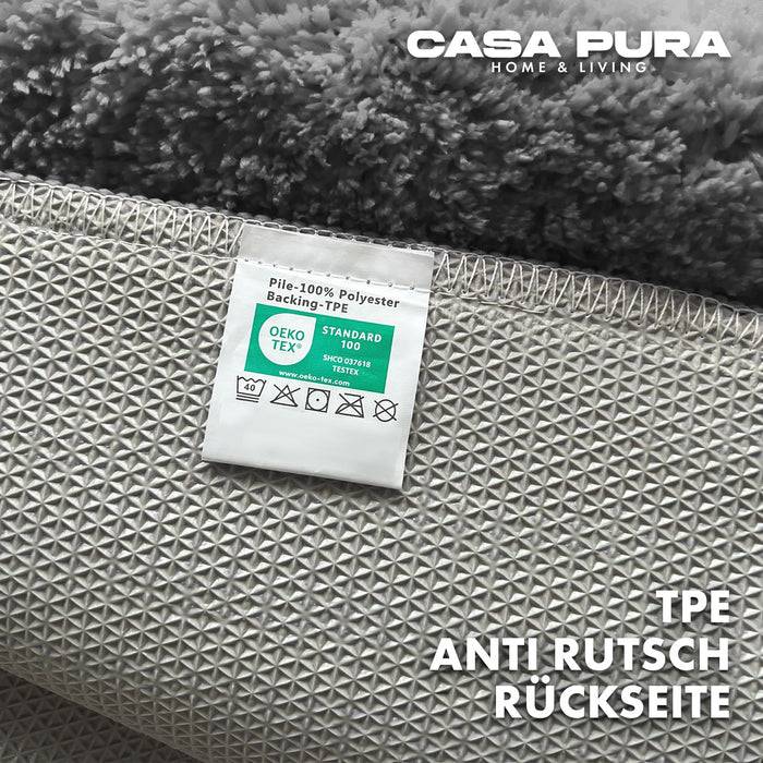 FLOORDIREKT Badematte Sky - Flauschiger Badvorleger mit dichtem Flor - Rund - Ø 95 cm - Dunkelgrau