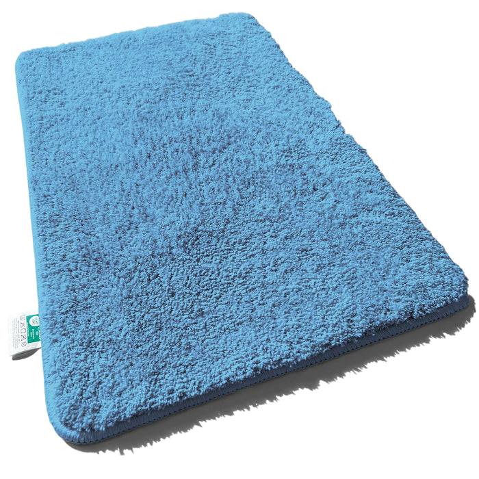 FLOORDIREKT Badematte Sky - Flauschiger Badvorleger mit dichtem Flor - Eckig - Hellblau - 70 x 120 cm