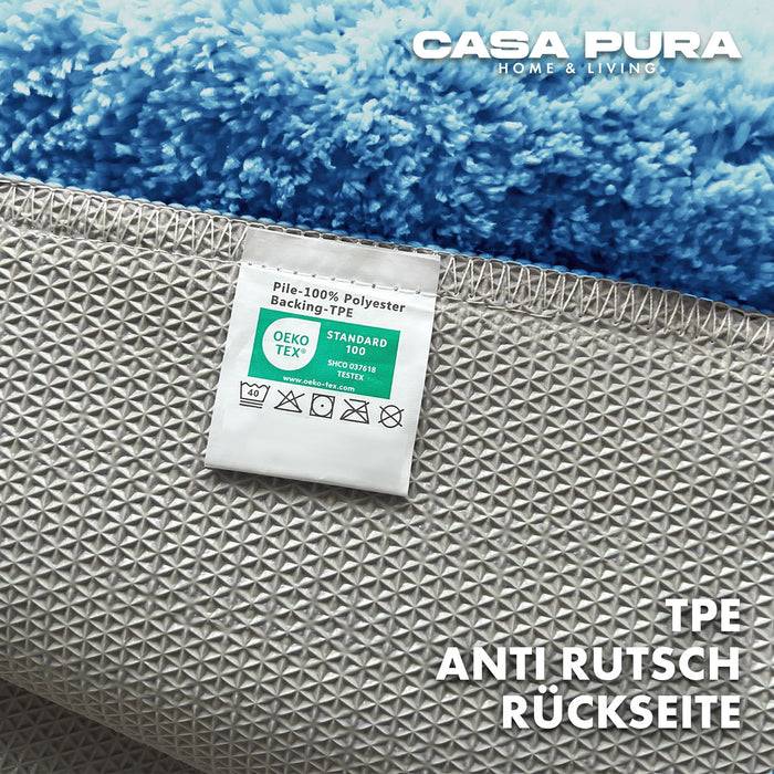 FLOORDIREKT Badematte Sky - Flauschiger Badvorleger mit dichtem Flor - Eckig - Hellblau - 50 x 60 cm