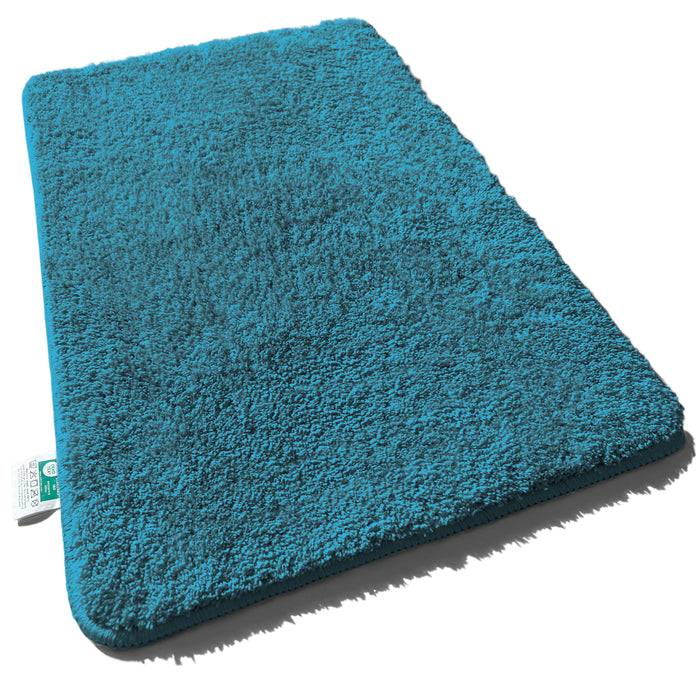 FLOORDIREKT Badematte Sky - Flauschiger Badvorleger mit dichtem Flor - Rund - Ø 120 cm - Petrol