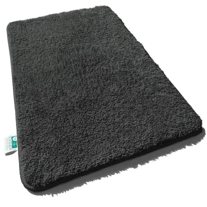 FLOORDIREKT Badematte Sky - Flauschiger Badvorleger mit dichtem Flor - Eckig - Schwarz - 80 x 150 cm