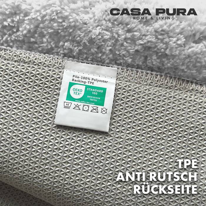 FLOORDIREKT Badematte Sky - Flauschiger Badvorleger mit dichtem Flor - Eckig - Weiß - 60 x 100 cm
