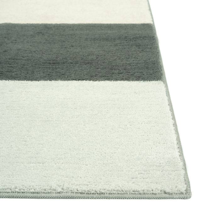 FLOORDIREKT Badteppich Horizont - Moderne Badematte in verschiedenen Farben - Rutschhemmend & Pflegeleicht - 60 x 90 cm - Hellgrau/Grau/Creme