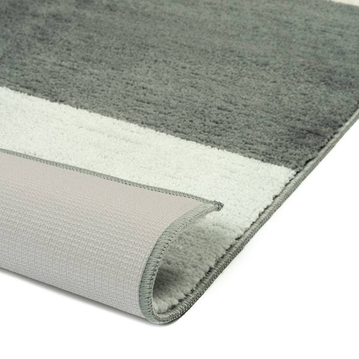 FLOORDIREKT Badteppich Horizont - Moderne Badematte in verschiedenen Farben - Rutschhemmend & Pflegeleicht - 60 x 90 cm - Hellgrau/Grau/Creme