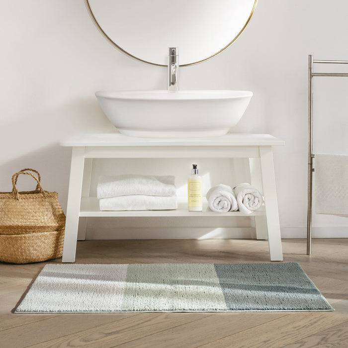 FLOORDIREKT Badteppich Horizont - Moderne Badematte in verschiedenen Farben - Rutschhemmend & Pflegeleicht - 50 x 80 cm - Dunkelgrau/Grau/Hellgrau