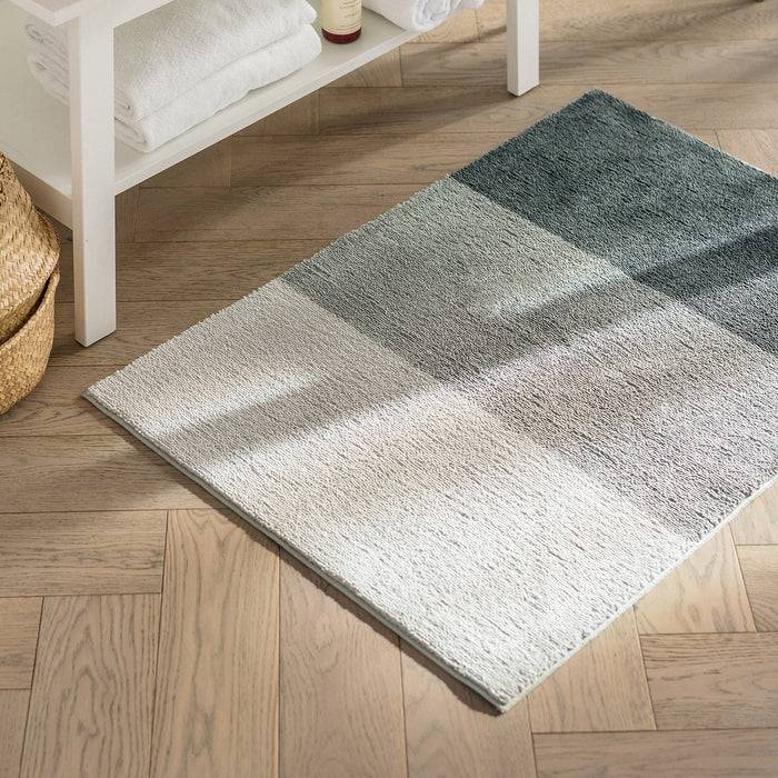 FLOORDIREKT Badteppich Horizont - Moderne Badematte in verschiedenen Farben - Rutschhemmend & Pflegeleicht - 50 x 80 cm - Dunkelgrau/Grau/Hellgrau