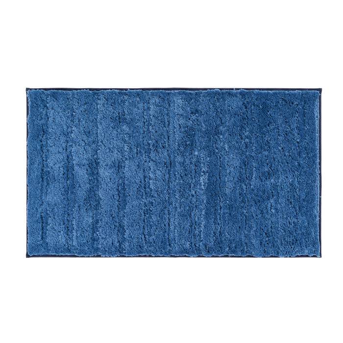 FLOORDIREKT Badematte Shine - Moderner Badeteppich mit weichem Flor - Rutschhemmender TPR-Rücken - 50 x 80 cm - Blau